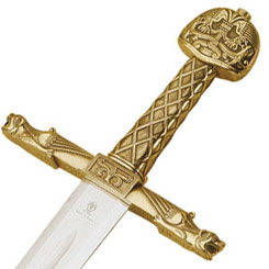 Espada de Carlomagno realizada en acero toledano de 420º a escala 1/1 de la espada del rey franco de 98 centímetros de largo.