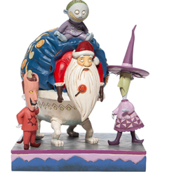 Figura de Lock, Shock y Barrel con Santa basada en la película de Pesadilla Antes de Navidad, con una altura aproximada de 14 cm., se ha mezclado la magia de las figuras de Walt Disney 