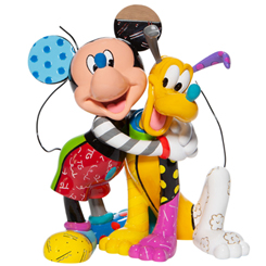 Dulce figura de Mickey y Pluto de Walt Disney realizada por el pintor y escultor mero Britto, titulada Mickey and Pluto, la figura tiene unos 20 cm, de altura 