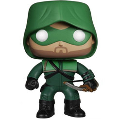 Figura The Arrow realizada en vinilo perteneciente a la línea Pop! de Funko. La figura tiene una altura aproximada de 10 cm., y está basada en la serie de televisión Arrow del Universo de DC Comics.