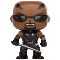 Figura de Blade realizada en vinilo perteneciente a la línea Pop! de Funko. La figura tiene una altura aproximada de 10 cm., y está basada en el Universo de Marvel Comics.