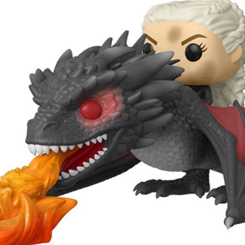 Figura de  Daenerys on Fiery Drogon realizada en vinilo perteneciente a la línea Pop! de Funko. La figura tiene una altura aproximada de 15 cm., y está basada en la serie de TV Juego de Tronos. 