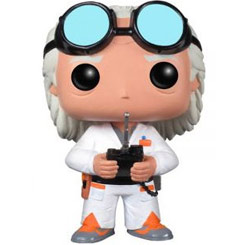 Figura del Dr. Emmet Brown realizada en vinilo perteneciente a la línea Pop! de Funko. La figura tiene una altura aproximada de 10 cm., y está basada en la película de Regreso al Futuro.