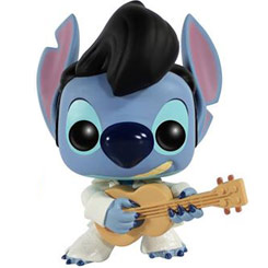 Figura de Stitch disfrazado de Elvis Presley realizada en vinilo perteneciente a la línea Pop! de Funko. La figura tiene una altura aproximada de 10 cm., y está basada en la película de Disney Lilo y Stitch. 