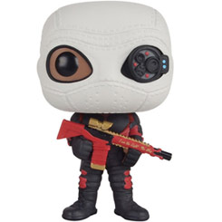 Figura de DeadShot realizada en vinilo perteneciente a la línea Pop! de Funko. La figura tiene una altura aproximada de 9 cm., y está basada en la película Escuadrón Suicida. 