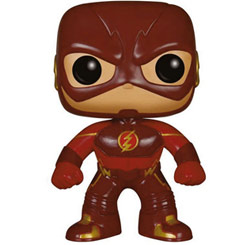 Figura The Flash realizada en vinilo perteneciente a la línea Pop! de Funko. La figura tiene una altura aproximada de 10 cm., y está basada en la serie de televisión The Flash del Universo de DC Comics.