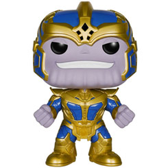 Figura de Thanos realizada en vinilo perteneciente a la línea Pop! de Funko. La figura tiene una altura aproximada de 14 cm., y está basada en la película de Guardianes de la Galaxia de Marvel Comics.