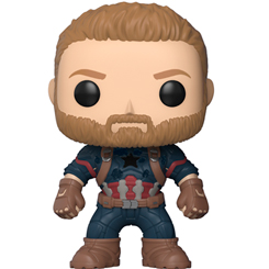 Figura del Capitán América realizada en vinilo perteneciente a la línea Pop! de Funko. La figura tiene una altura aproximada de 10 cm., y está basada en saga de Avengers: Infinity War.