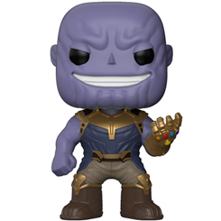 Figura de Thanos realizada en vinilo perteneciente a la línea Pop! de Funko. La figura tiene una altura aproximada de 10 cm., y está basada en saga de Avengers: Infinity War.