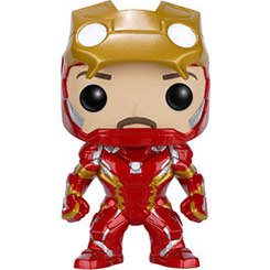 Figura de Iron Man Unmasked realizada en vinilo perteneciente a la línea Pop! de Funko. La figura tiene una altura aproximada de 10 cm., y está basada en la película Capitán América: Civil War.