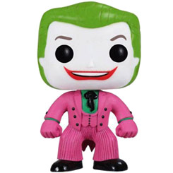 Figura de Joker realizada en vinilo perteneciente a la línea Pop! de Funko. La figura tiene una altura aproximada de 10 cm., y está basada en la serie de Televisión Batman de 1966.