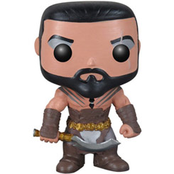 Figura de Khal Drogo realizada en vinilo perteneciente a la línea Pop! de Funko. La figura tiene una altura aproximada de 10 cm., y está basada en la serie de TV Juego de Tronos.