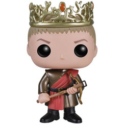 Figura de Joffrey Baratheon realizada en vinilo perteneciente a la línea Pop! de Funko. La figura tiene una altura aproximada de 10 cm., y está basada en la serie de TV Juego de Tronos.