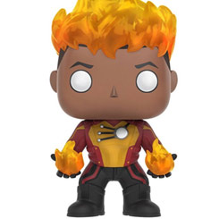 Figura Firestorm realizada en vinilo perteneciente a la línea Pop! de Funko. La figura tiene una altura aproximada de 10 cm., y está basada en la serie de televisión Legends of Tomorrow del Universo de DC Comics