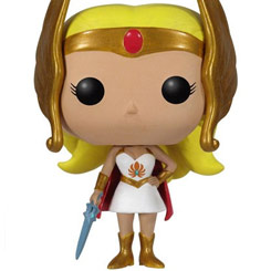 Figura de She-Ra realizada en vinilo perteneciente a la línea Pop! de Funko. La figura tiene una altura aproximada de 10 cm., y está basada en la serie de TV He-Man y Los Masters del Universo.