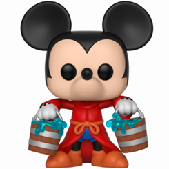 Figura para celebrar el 90 aniversario de Mickey Mouse como Apprentice realizada en vinilo perteneciente a la línea Pop! de Funko. La figura tiene una altura aproximada de 9 cm., 