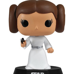 Figura de la Princesa Leia realizada en vinilo perteneciente a la línea Pop! de Funko. La figura tiene una altura aproximada de 9 cm., y está basada en la saga de Star Wars.