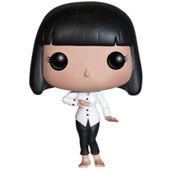 Figura de Mia Wallace realizada en vinilo perteneciente a la línea Pop! de Funko. La figura tiene una altura aproximada de 10 cm., y está basada en la serie de Televisión Pulp Fiction.