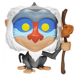 Figura del sabio Rafiki realizada en vinilo perteneciente a la línea Pop! de Funko. La figura tiene una altura aproximada de 10 cm., y está basado en la película de Disney El Rey León.