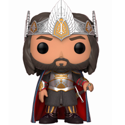 Figura del Rey Aragorn realizada en vinilo perteneciente a la línea Pop! de Funko. La figura tiene una altura aproximada de 10 cm., y está basada en saga de El Señor de los Anillos. 