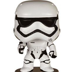 Figura de First Order Stormtrooper realizada en vinilo perteneciente a la línea Pop! de Funko. La figura tiene una altura aproximada de 9 cm., y está basada en la saga de Star Wars.