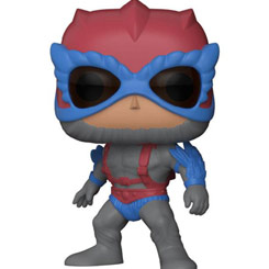 Figura de Stratos realizada en vinilo perteneciente a la línea Pop! de Funko. La figura tiene una altura aproximada de 10 cm., y está basada en la serie de TV He-Man y los Masters del Universo.