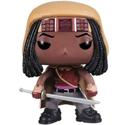 Figura de Michonne realizada en vinilo perteneciente a la línea Pop! de Funko. La figura tiene una altura aproximada de 10 cm., y está basada en la serie de TV The Walking Dead. 