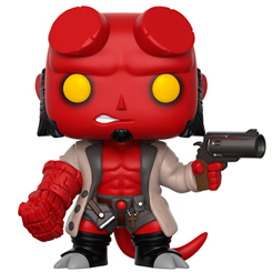 Figura Helboy en vinilo perteneciente a la línea Pop! de Funko. La figura tiene una altura aproximada de 9 cm., y está basada en la saga de Hellboy.