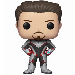 Figura de Tony Stark realizada en vinilo perteneciente a la línea Pop! de Funko. La figura tiene una altura aproximada de 10 cm., y está basada en saga de Avengers: Endgame. La línea de figuras POP! Vinyl está compuesta por recreaciones de personajes