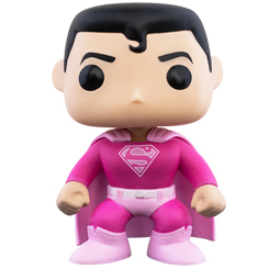 Figura de Superman Pink realizada en vinilo perteneciente a la línea Pop! de Funko. La figura tiene una altura aproximada de 10 cm., y está basada en el personaje de DC Comics.