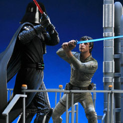 Diorama de Luke, Yo soy tu Padre “I Am Your Father” – Luke Skywalker vs Darth Vader on Bespin, evocando una de las escenas más famosas de la saga de Star Wars.