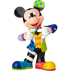 Tierna figura de Mickey Mouse 90th Aniversario de Walt Disney realizada por el pintor y escultor Romero Britto, titulada Mickey's 90th. Esta figura tiene unas medidas aproximadas de 26 x 11 x 17 cm.,