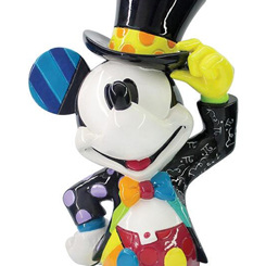 Deslumbrante figura de Mickey Mouse con sombrero de copa de Walt Disney realizada por el pintor y escultor Romero Britto, titulada Top Hat Mickey. Esta preciosa figura de unos 23 cm., 