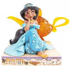 Figura lámpara del Genio con Jasmine basado en el clásico Disney de Aladdin. Esta línea Disney Traditions de Jim Shore presenta a las icónicas princesas de Walt Disney con sus famosos accesorios