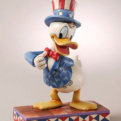 Figura del Pato Donald disfrazado del Tio Sam USA, con unas medidas aproximadas de 20 x 6,5 x 13 cm.