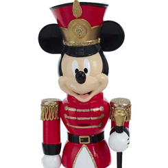 Figura de Mickey Mouse basado en el popular personaje de Walt Disney, esta vez tenemos a Mickey como si fuera un cascanueces de Navidad. Esta preciosa figura está realizada en resina 