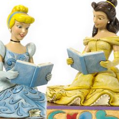 Set de 2 figuras de La Cenicienta y de Bella de la Bella y la Bestia en forma de sujetalibros de Walt Disney y diseñada por el artista Jim Shore...