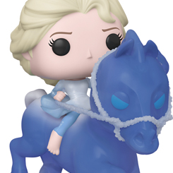 Figura de Elsa con Nokk realizada en vinilo perteneciente a la línea Pop! de Funko. La figura tiene una altura aproximada de 10 cm., y está basada en la película de Disney Frozen 2: