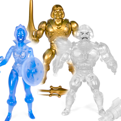 ¡¡Por el poder de Grayskull!! Disfruta de este espectacular pack formado por Crystal Man-At-Arms de MOTU Episode 34 "The Dragon's Gift"!, Frozen Teela de MOTU Episode 76 "The Ice Age Cometh"! y Gold Statue He-Man de MOTU