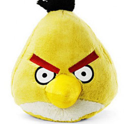 Peluche Oficial del Pájaro Amarillo de Angry Birds, con una longitud aproximada de 15 cm. de altura, de suave textura y divertido diseño.