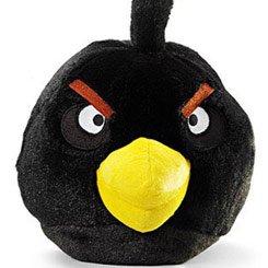 Peluche Oficial del Pájaro Negro de Angry Birds, con una longitud aproximada de 15 cm. de altura, de suave textura y divertido diseño. 