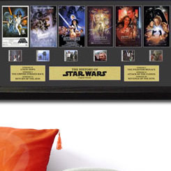 Cuadro con el poster de las 6 películas de Star Wars y con 6 negativos originales.  Incluye certificado. Edición Limitada a 1000 unidades.