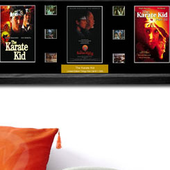 FilmCell de la saga interpretada por Ralph Macchio, Pat Morita The Karate Kid, este cuadro está compuesto por tres posters y 6 negativos originales.