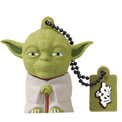 Memoria USB del Maestro Jedi Yoda con una capacidad de 16 GB.  Alimenta este pequeño Yoda con todos tus documentos más importantes.