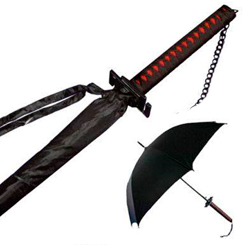 Disfruta cantando bajo la lluvia con este espectacular paraguas oficial con la forma de un Katana de Ichigo Bankai Tensa Zangetsu basado en el popular personaje de Bleach.