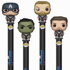 Precioso Set de 4 Bolígrafos Funko Pop de Hulk Thor, Iron Man y el Capitán América basado en la película Avengers Endgame, estos preciosos bolígrafos tienen una miniatura de tu personaje favorito en la parte superior de un tamaño aproximado de 2 cm.