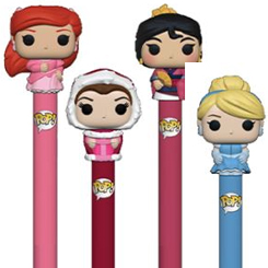 Set de 4 Bolígrafos Funko Pop compuesto por un bolígrafo de Ariel, uno de Bella, uno de Mulan y otro de Cenicienta basados en el en los populares personajes de la factoría Disney, 