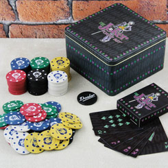 Precioso Set de Poker de The Joker basado en el popular villano de DC Comics. En esta caja tienes todo lo necesario para pasar una gran velada jugando al Poker.