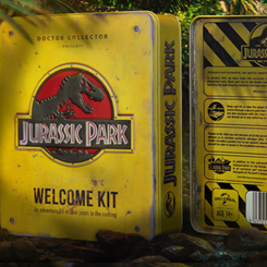 Este es uno de los 2020 Welcome Kits “Amber Edition” que han aparecido en el antiguo centro de visitantes de Jurassic Park. John Hammond dejó todo listo para la apertura del parque,