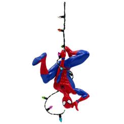 Este increíble adorno en 3D de Spider-Man añade un toque heroico y festivo a cualquier decoración navideña. La figura muestra al icónico trepamuros colgando boca abajo de una cuerda de luces navideñas